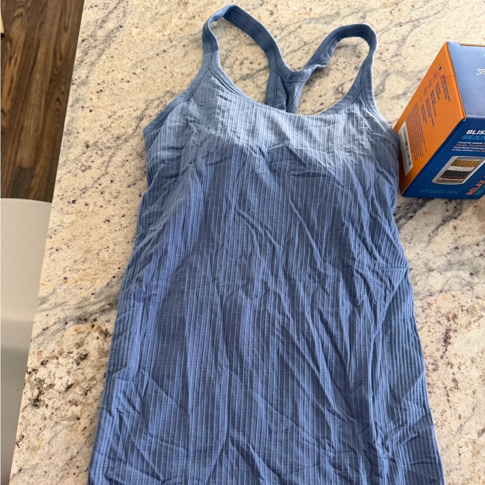 Blue Lulu Ribbed Tank Top